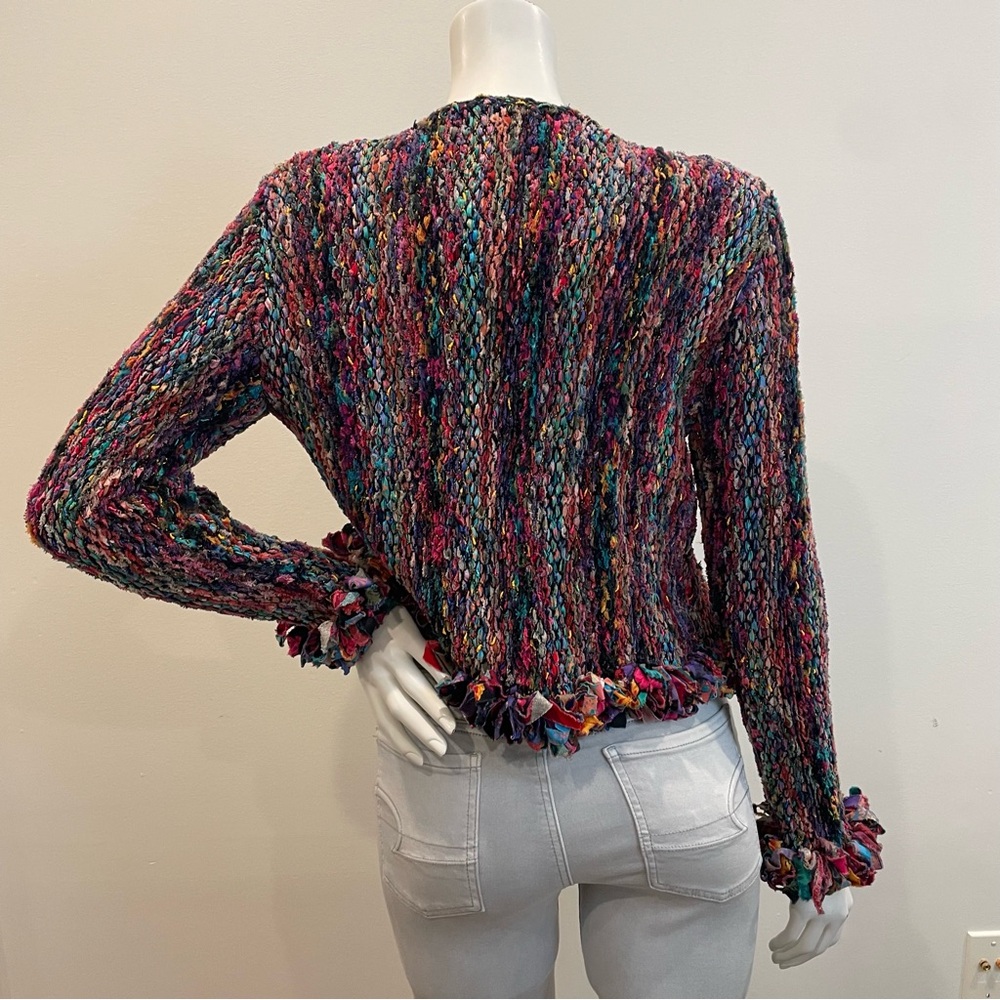ESTELLE Vintage 80s Rainbow Cardigan Sweater Art To Wear - Picture 2 of 12